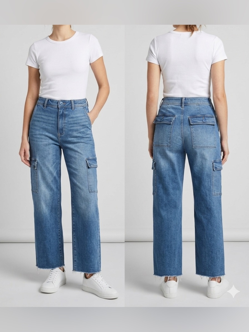 Oat Straight Wide Leg Cargo Women's Jeans Size 28